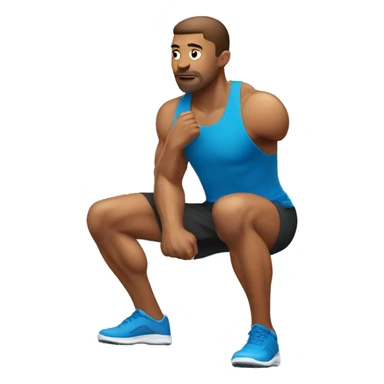 athletic man doing squats, trying sticker