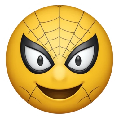 create a yellow emoji of spiderman. style old emoji sticker