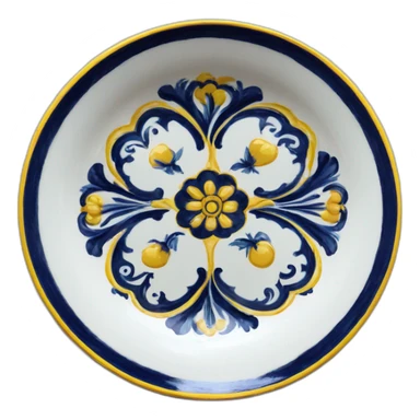 Deruta plate blue yellow sticker