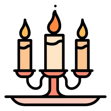 stylish three-candle holder with flames sticker