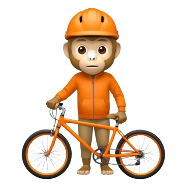 monkey with orange bicycle helmet, sweatshirt sticker