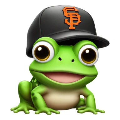 Green toad with San Francisco Giants hat sticker
