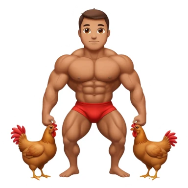 Body builder with chicken legs  sticker