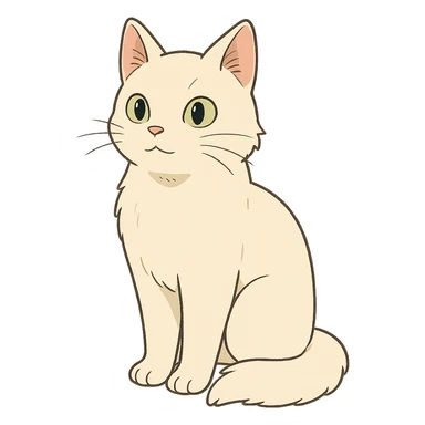 white cat in ghibli style sticker