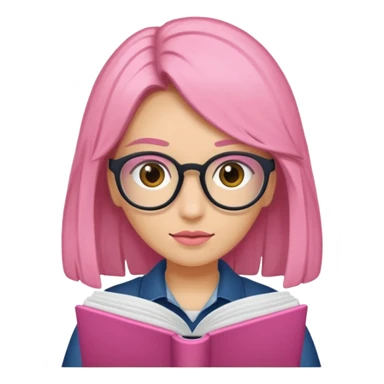 Estudante de cor parda cabelo cacheado loiro escuro de óculos segurando um caderno rosa sticker