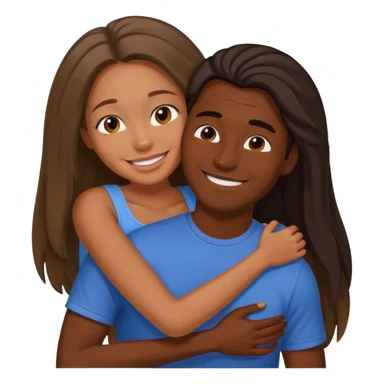 dark skin girlfriend hugs mixed boyfriend with long hair  sticker