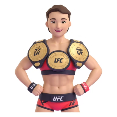 Ilia Topuria holding a UFC championship belt, smiling, athletic physique, short hair sticker