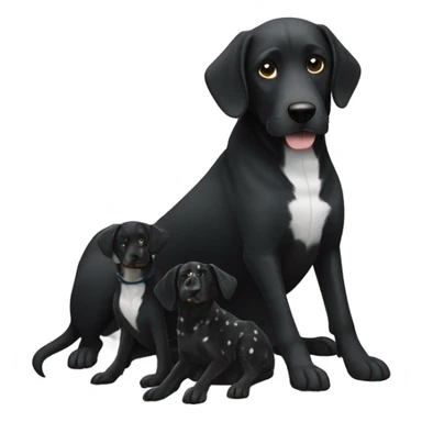 Black dog with white spotty legs  sitting next to another bigger black dog with white legs sticker