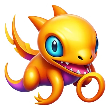 Randomly-colored vibrant colorful Fakémon-creature sticker