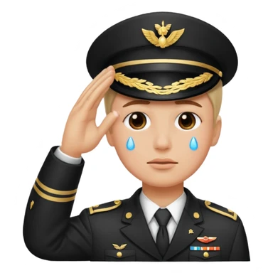 a combination of these two emojis: 🫡🥲 sticker