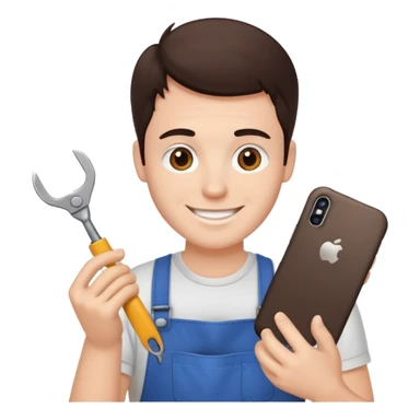 make a white guy with dark brown hair repairing an iphone happy sticker