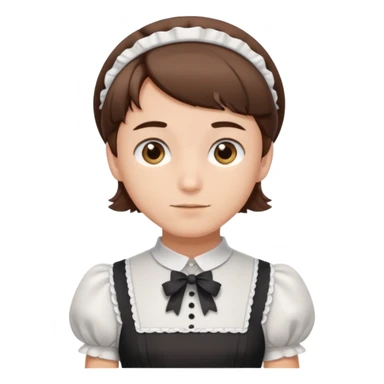 Guy with very short brown hair wearing a cute maid dress sticker