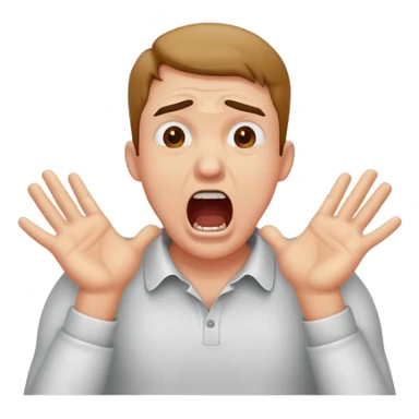 man chocking himself with hands and screaming sticker