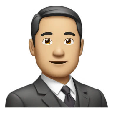 asian middle age in suit with a little Crooked neck sticker