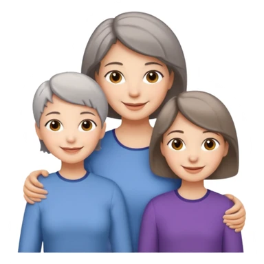 A mum with short Gray hair and her two adult daughters with Light brown hair sticker