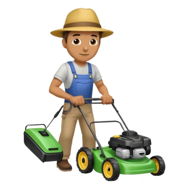 man mowing lawn sticker