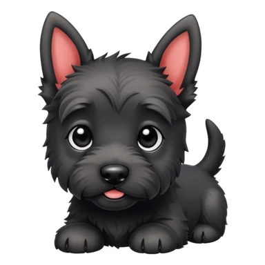 A cute small scotish terroir puppy that has beady black eyes, a non cropped tail and black fur.  sticker