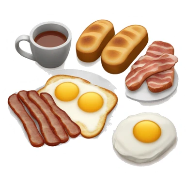 a full english breakfast with toast, hash browns, beans, bacon, and sausages. sticker