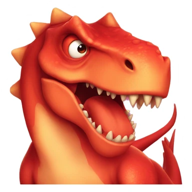 red dinosaur is angry in the eyes of fire sticker