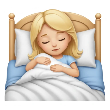 Blonde little girl in bed sleeping  sticker