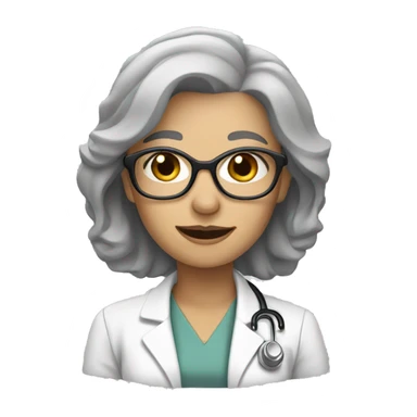 Female Doctor, grey hair, long, beige skin sticker