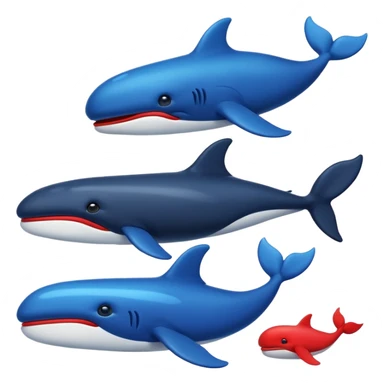 Deepseek whale emojis in blue black and red. sticker