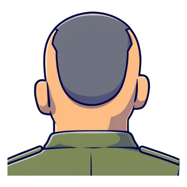 back view of military soldier's head with crew cut sticker