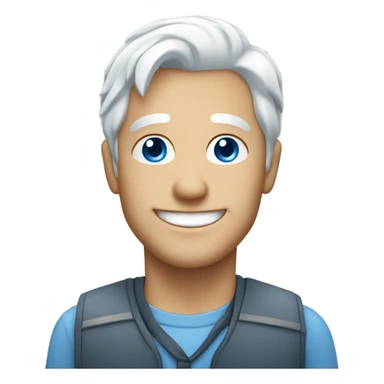 Blue eyes white haired man smiling  sticker
