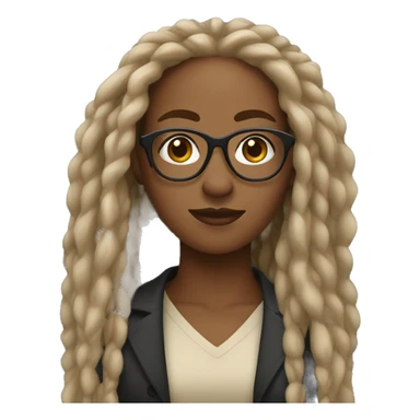 Black woman wearing tan glasses with dreadlocks sticker