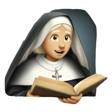 Old blonde nun read the holy scriptures to herself  sticker