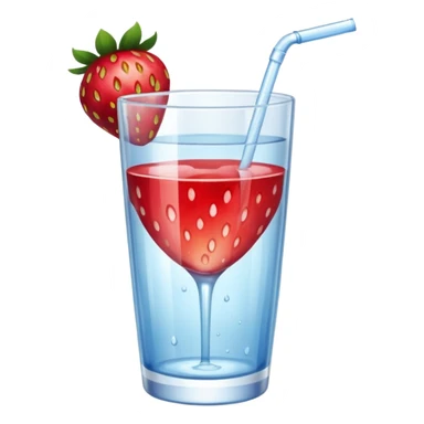 glass of water with strawberry sticker