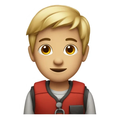 thoughtful boy with red accents sticker