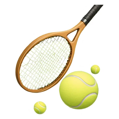 A tennis racket and ball positioned on a grass court, with the net and lines clearly visible in the background. The scene emphasizes the classic elements of the sport, capturing the energy and precision of a tennis match. sticker