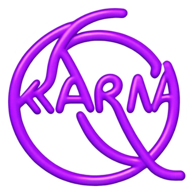 Violet neon sign with the word karma sticker