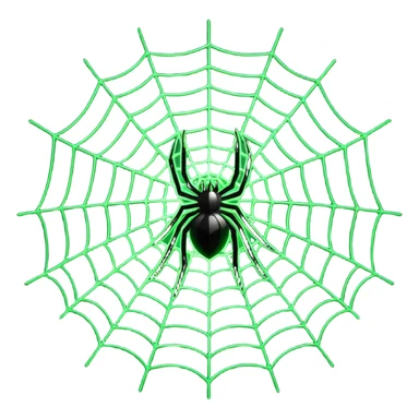 a spider web made of glowing green lasers, 3/4 perspective sticker