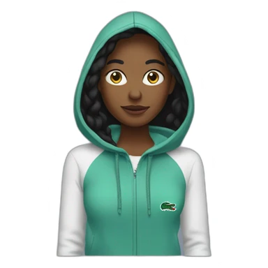 Black ladie using lacoste hoodie sticker