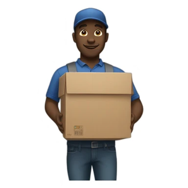 Black delivery man carrying boxes sticker