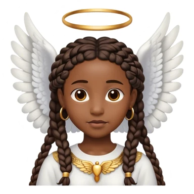 black with African braids and angel wings sticker