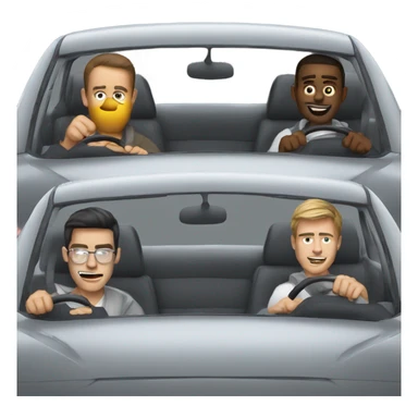 Really cool guy driving a cool grey car being silly with his friends  sticker