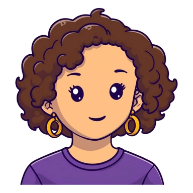 Teenage girl with curly brown hair, choni style with hoop earrings sticker