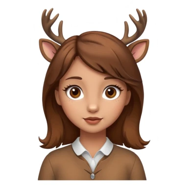 Make a cute girl deer with brown hair and brown eyes give her cute lashes sticker