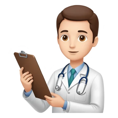 Doctor with clipboard conducting comprehensive medical check-up on patient, routine health examination in clinic sticker