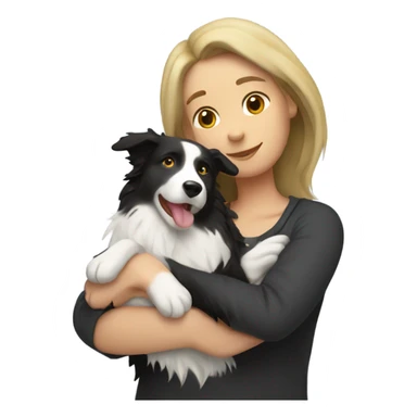 Border-collie-hugging-woman-dark-blonde-haur sticker