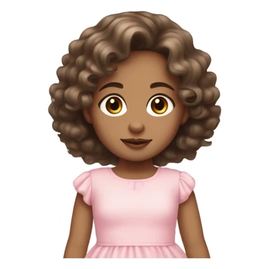A light skin tone girl with dark and wavy hair with baby pink dress  sticker