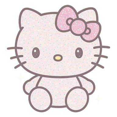 Hello Kitty with glitter all over her fur and bow, sparkling effect, adorable and cheerful expression sticker