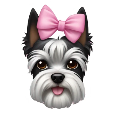 black Biewer Terrier with pink bow sticker