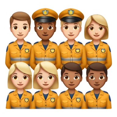 a group of working class people in uniforms, emoji style sticker