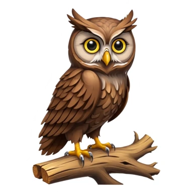 A majestic owl with wide eyes sitting silently on a stump. sticker