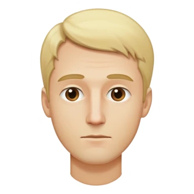 Đàn ông, mặt to, tóc vàng nhạt hói ít tóc, cằm dài, mặt đầy đặn dài sticker