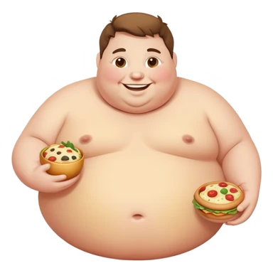 Fat person with food sticker